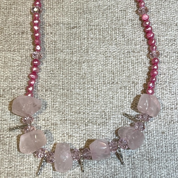 Pink Crystal & Beaded Toggle Necklace & Bracelet Set - Picture 2 of 5